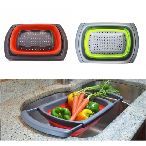 Collapsible Kitchen Colander & Washing Basket - Fruit, Meat & Vegetable Strainer/Drainer
